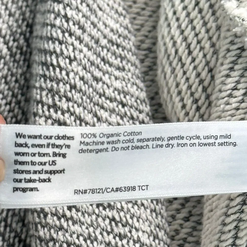 EILEEN FISHER Cardigan Medium Organic Cotton Shawl Collar Open Front Gray